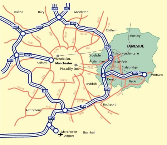 Map of M60 Manchester Ringroad