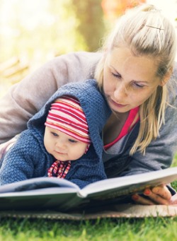 Mother and baby reading