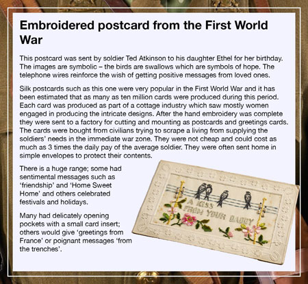 Embroidered postcard