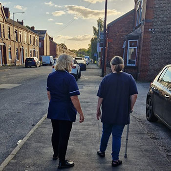 Woman with cane