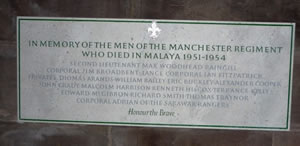 Plaque of 1st battalion Malaya casualties 1951-1954