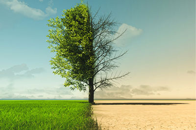 Climate changed tree and landscape